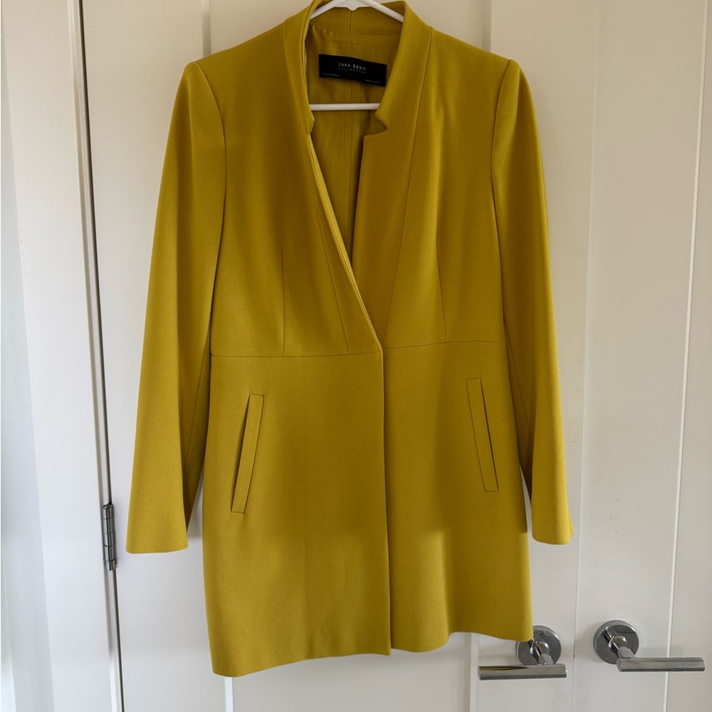Zara Chartreuse Tailored Long Blazer